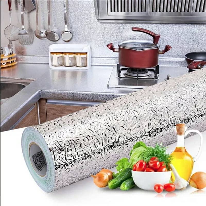 Autocollant d'aluminium auto-adhésif 5M Anti-l'huile pour cuisine تنزوت