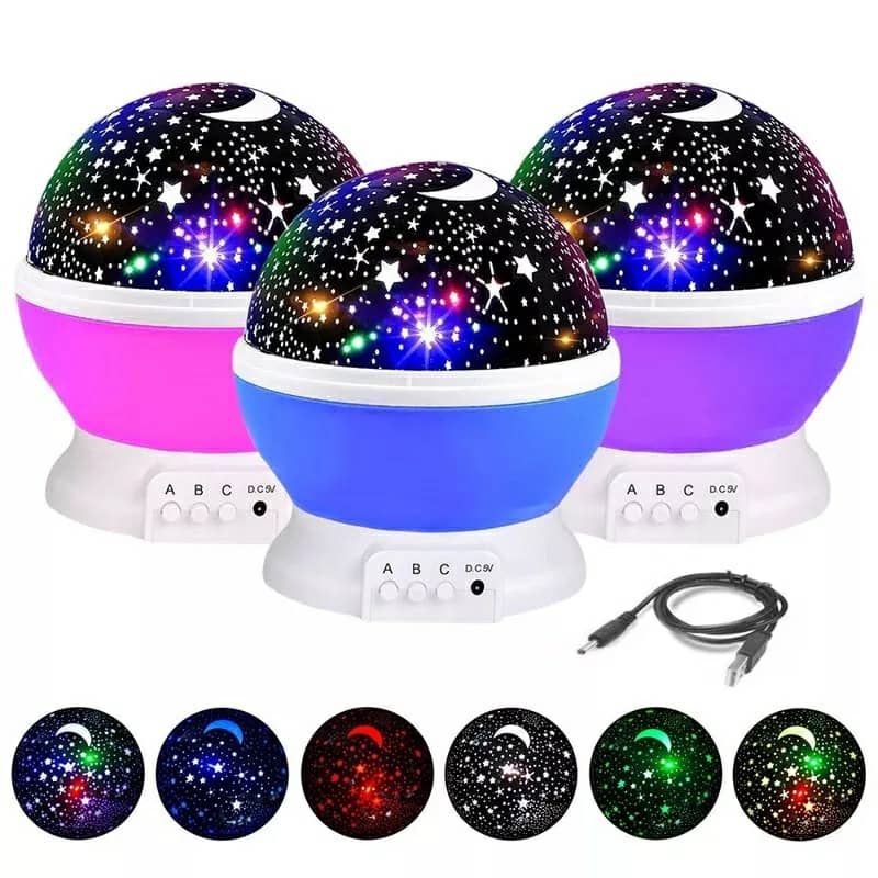 Projecteur LED rotatif produisant l’image d’un ciel étoilé, idéal pour la chambre d’un enfant - تنزوت