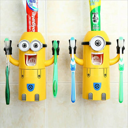 Minions Distributeur et porte brosse a dent 2 in1 presse-dentifrice automatique pour enfants تنزوت