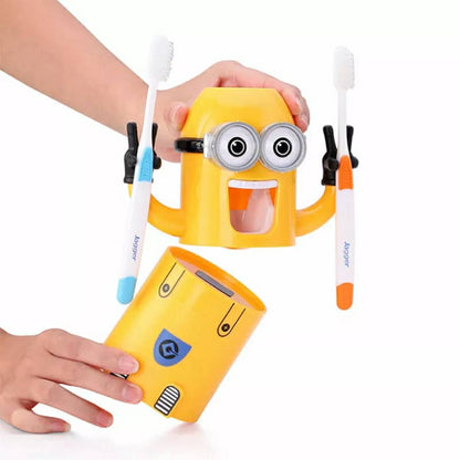 Minions Distributeur et porte brosse a dent 2 in1 presse-dentifrice automatique pour enfants تنزوت