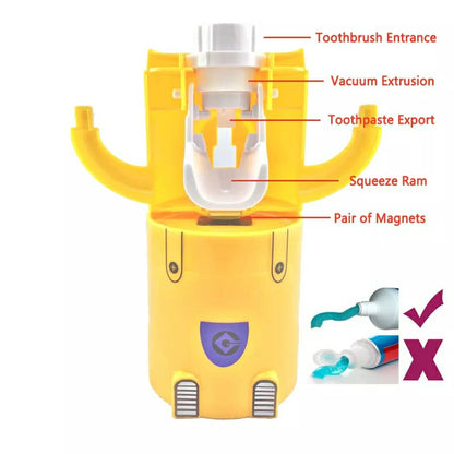 Minions Distributeur et porte brosse a dent 2 in1 presse-dentifrice automatique pour enfants تنزوت