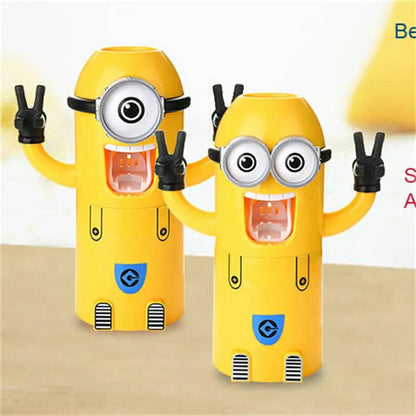 Minions Distributeur et porte brosse a dent 2 in1 presse-dentifrice automatique pour enfants تنزوت