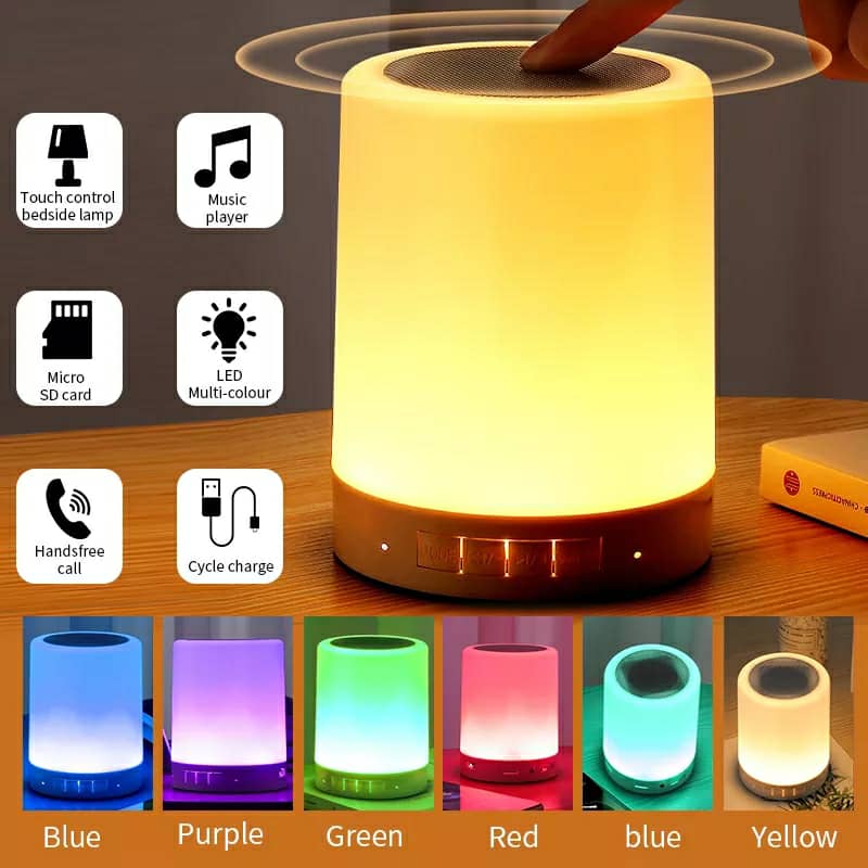 Haut-parleur Bluetooth + veilleuse tactile LED colorée /AUX / TF CART/USB - تنزوت