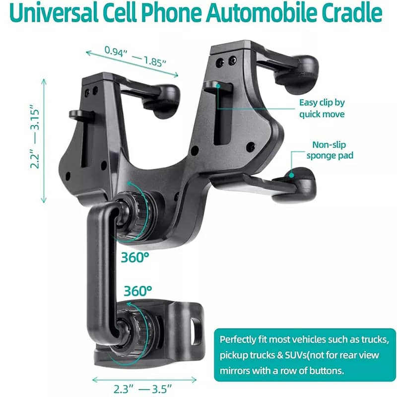 Support smartphone réglable pour rétroviseur de voiture 360 degrés - تنزوت