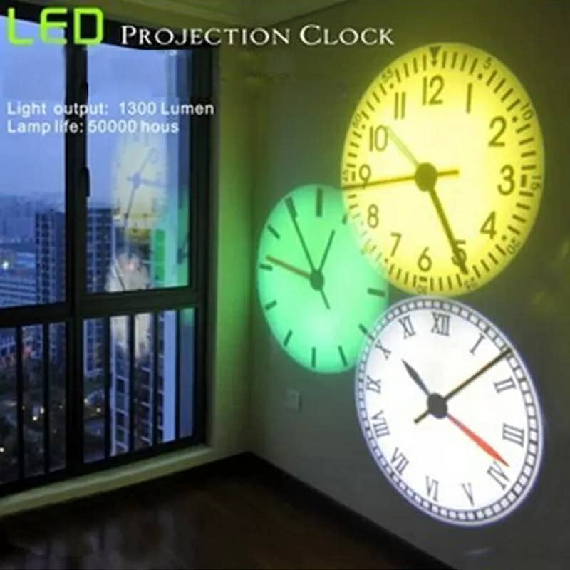Projecteur horloge mural HD Rotation à 180 degrés 2 mode et 4 couleur - تنزوت