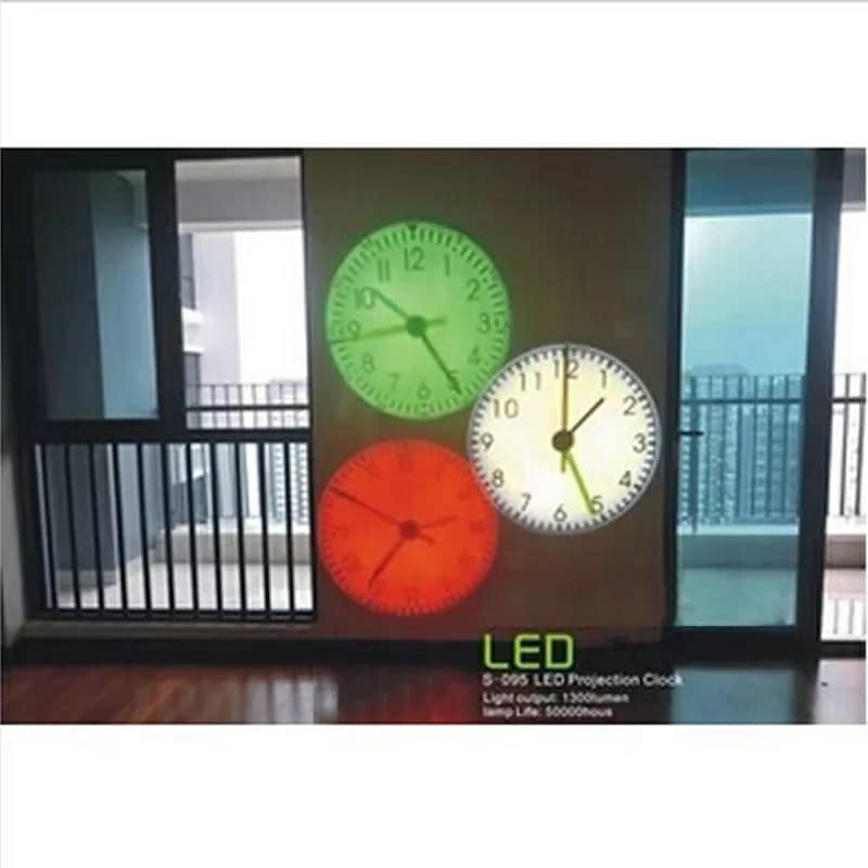 Projecteur horloge mural HD Rotation à 180 degrés 2 mode et 4 couleur - تنزوت