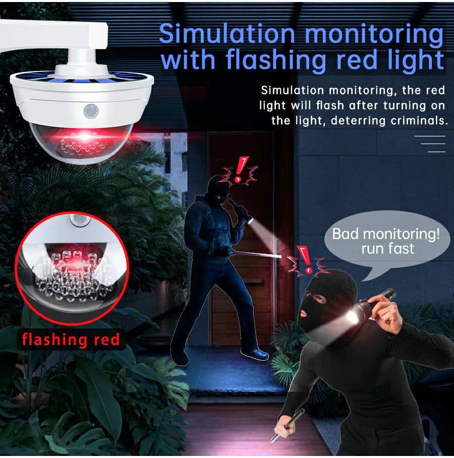 Lampe de Surveillance extérieure solaire Anti-vol, capteur de mouvement PIR à Induction humaine - تنزوت