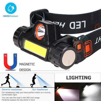 Lampe frontale à Led Portable imperméable Rechargeable USB تنزوت