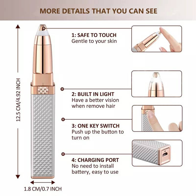 Facial Hair Remover 2 in 1 Eyebrow Trimmer تنزوت