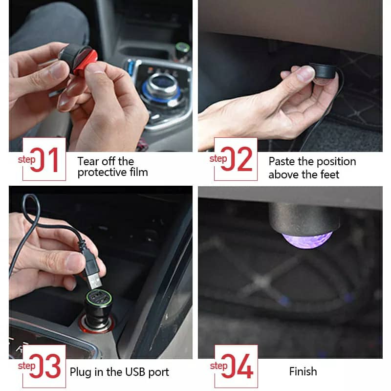 Car atmosphere Lumière RGB 4en1 USB 12V - تنزوت