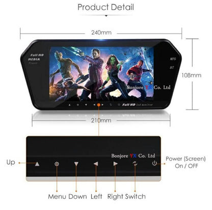 Rétroviseur écran LCD TFT 7 pouces MP5 bluetooth 1024P - تنزوت