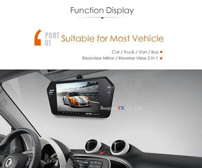 Rétroviseur écran LCD TFT 7 pouces MP5 bluetooth 1024P - تنزوت