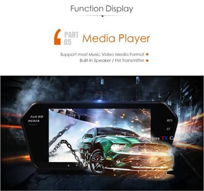 Rétroviseur écran LCD TFT 7 pouces MP5 bluetooth 1024P - تنزوت