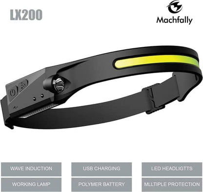 Lampe frontale 6000LM COB à Induction Rechargeable 5 Modes تنزوت