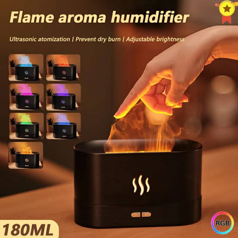 Flame Diffuseur d'huile essentielle et d'arôme pour aromathérapie - تنزوت