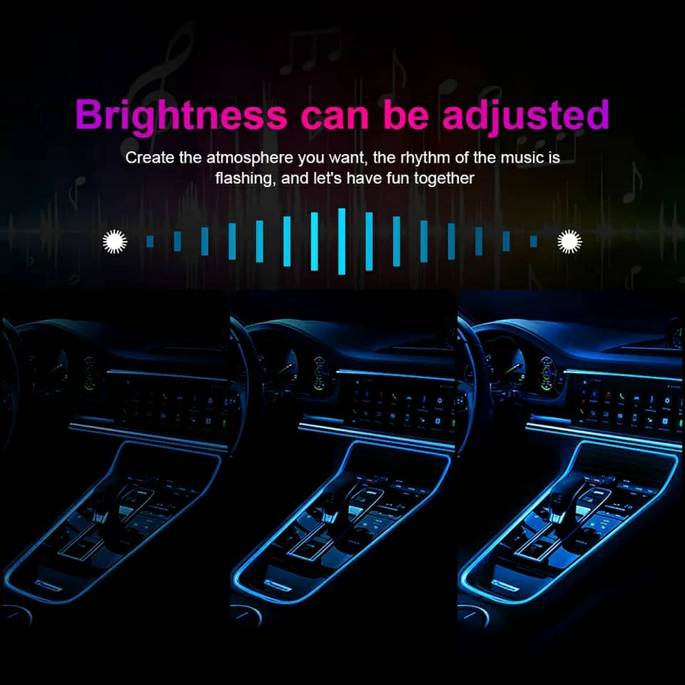 Bande lumineuse Fibre optique Led fluo RGB USB pour intérieur de voiture - تنزوت