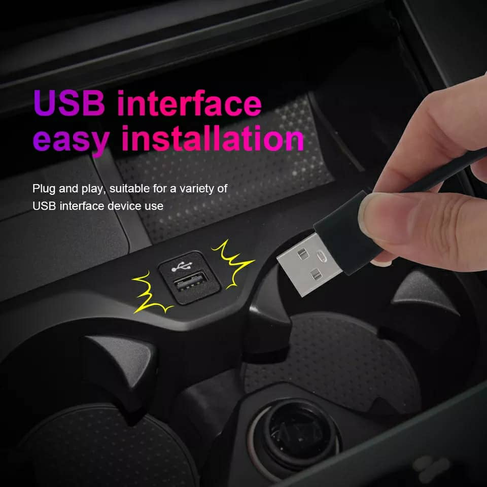 Bande lumineuse Fibre optique Led fluo RGB USB pour intérieur de voiture - تنزوت