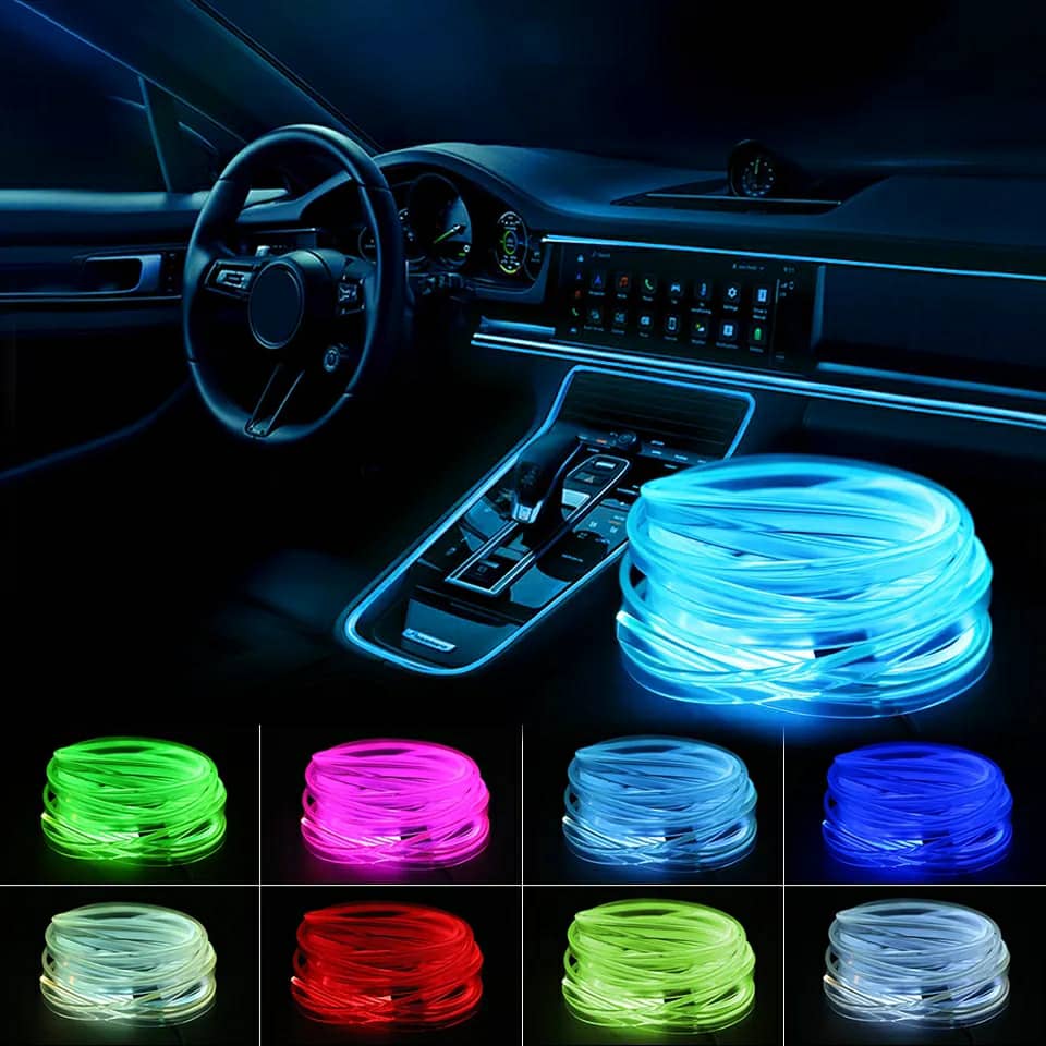 Bande lumineuse Fibre optique Led fluo RGB USB pour intérieur de voiture - تنزوت