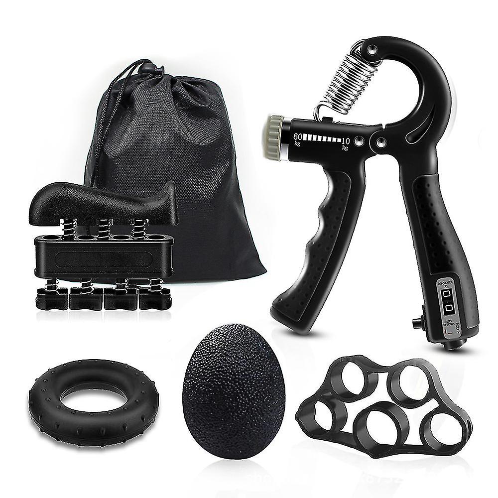 Kit de renforcement de la poignée (5 Pieces) entraîneur de force de préhension, entraînement de l'avant-bras, réglables, renforcement des doigts, anneau et balle anti-stress avec sac de transport مجموعة تقوية قبضة اليد (5 قطع) تنزوت