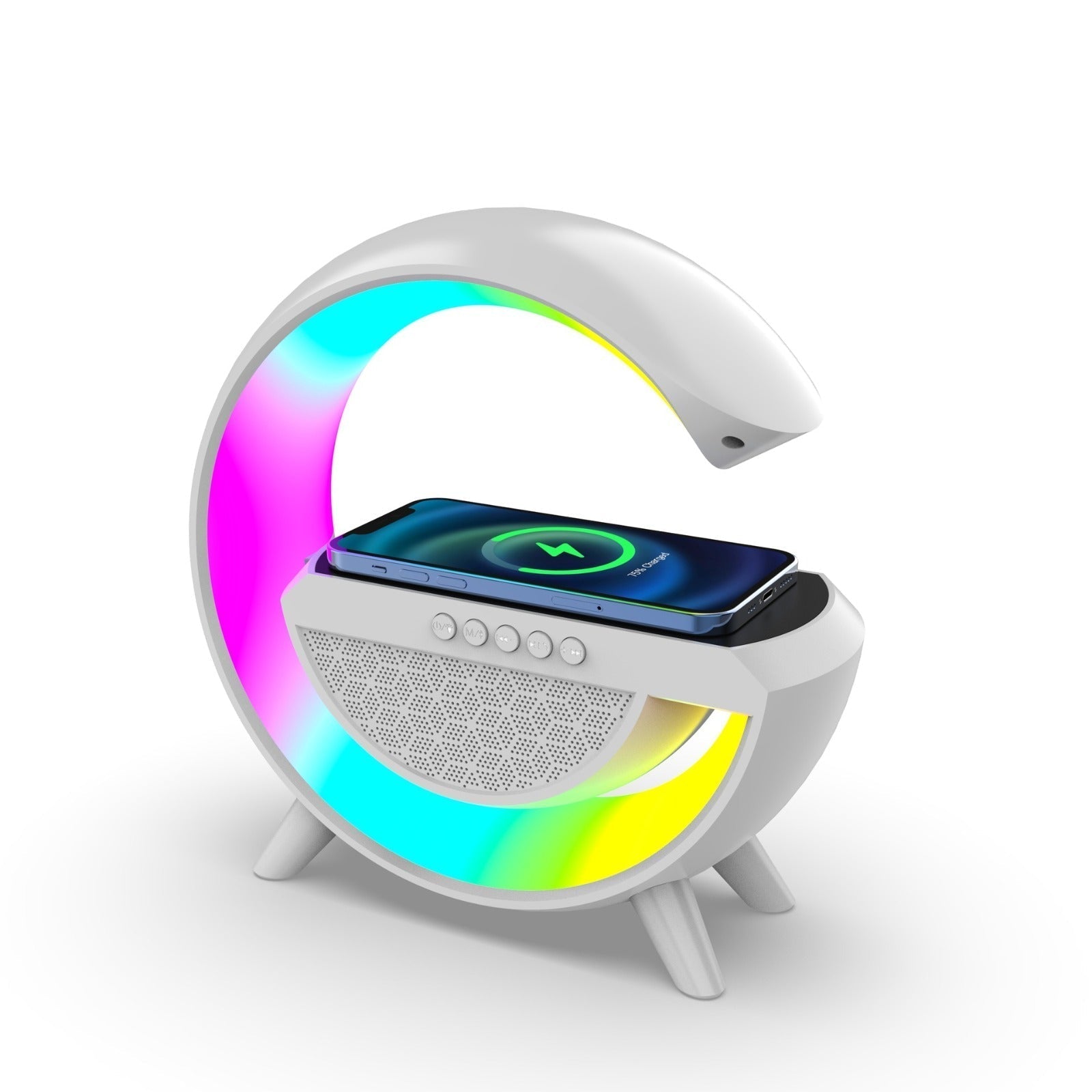 Lampe De Chevet RGB intelligente type Big G Wireless Charger / Speaker Bluetooth 5.2 HM-3201 | YN-2209 - تنزوت