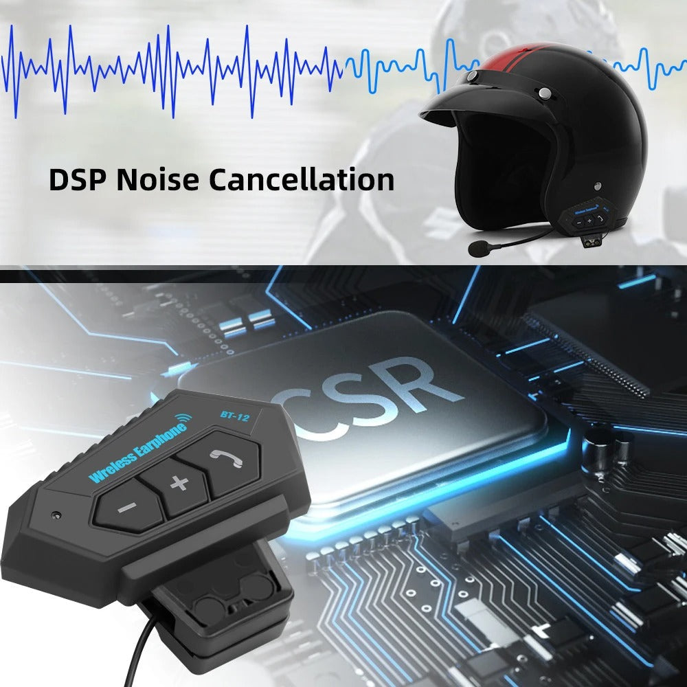 Écouteurs de moto sans fil Bluetooth 5.0 étanche FM GPS deux côtés BT12 - تنزوت