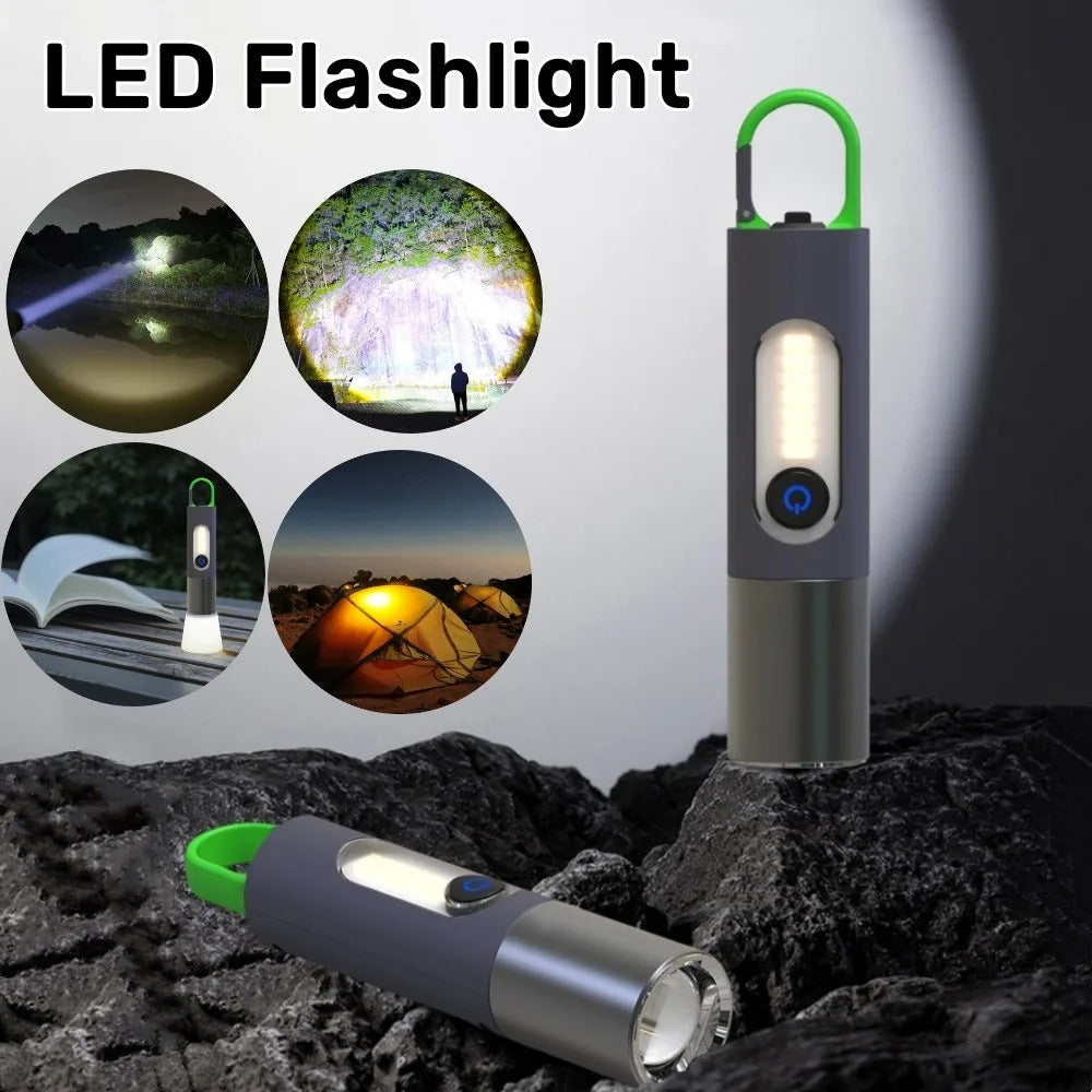 Lampe de poche LED zoomable 4 modes, Rechargeables 1800mAh تنزوت
