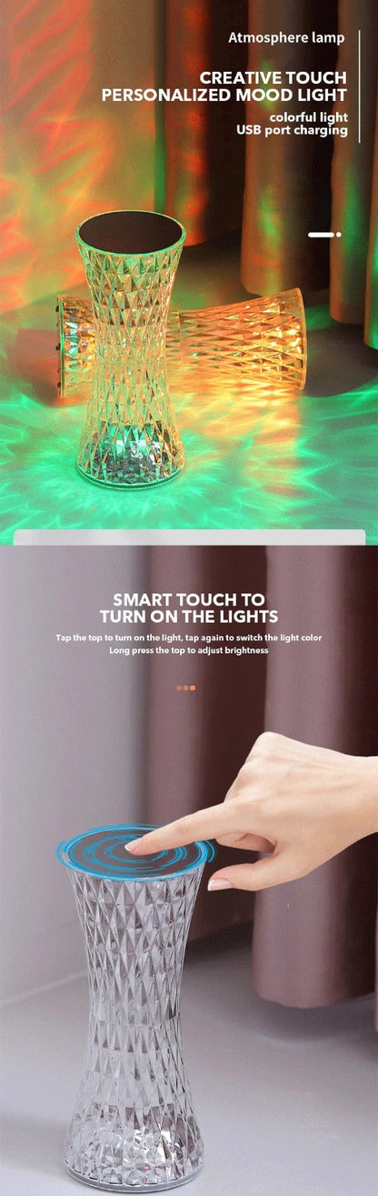 lampe de table en cristal sans fil Tactile Rgb pour chambre تنزوت