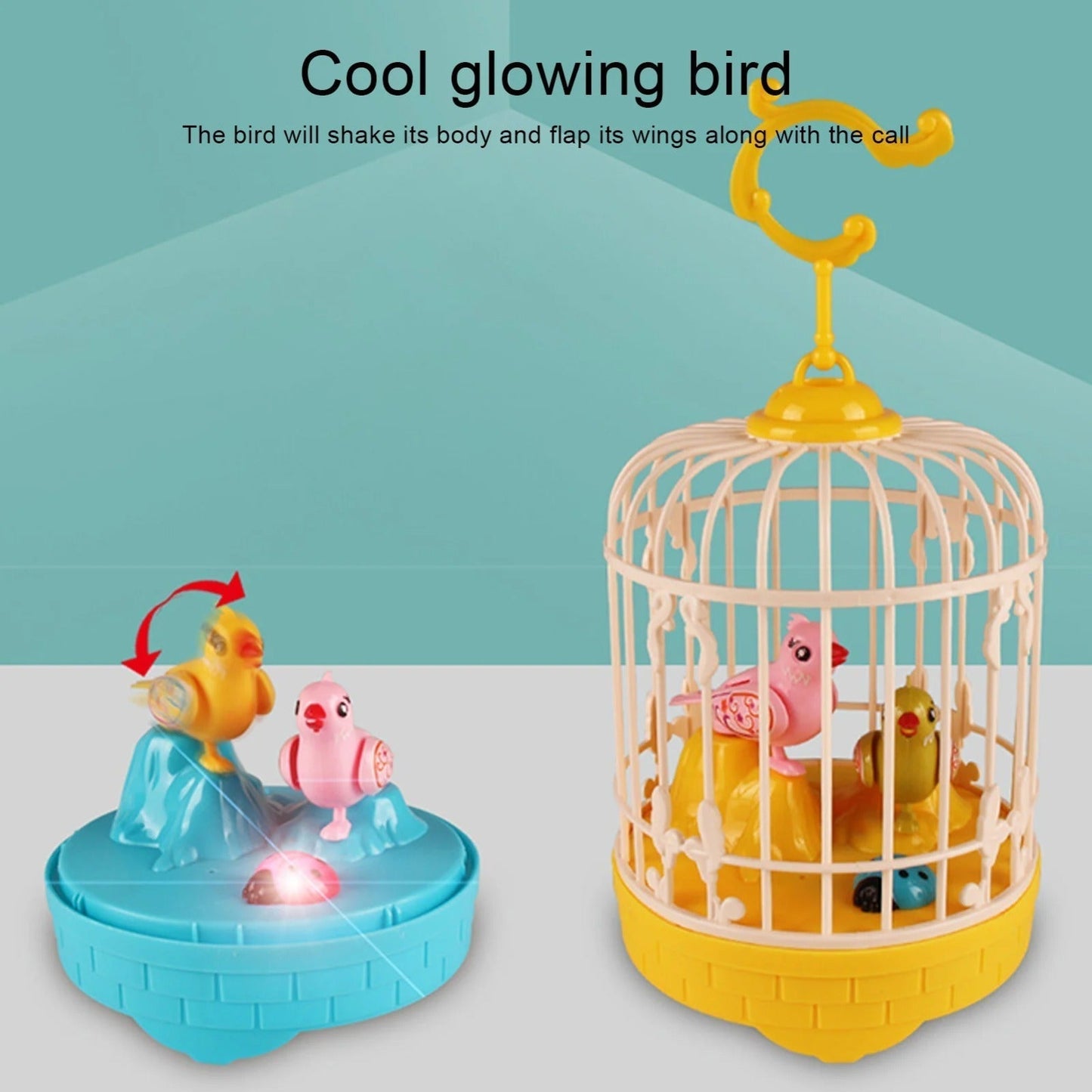 Cage à oiseaux Jouet éducatif d'enregistrement vocal avec de la musique et de la lumière - لعبة قفص عصافير لطيفة تعليمية للتسجيل صوتي مع الموسيقى والضوء تنزوت