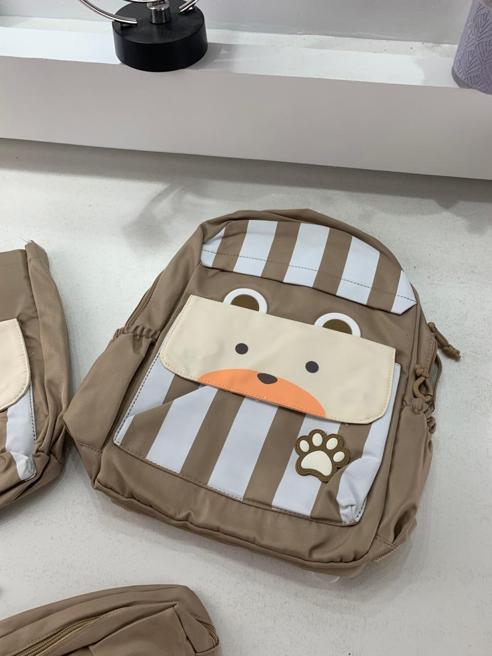 Ensemble de sacs d’école Kawai pour adolescents 3Pcs Ours Beige – محفظة 3 قطع كاواي بيج تنزوت