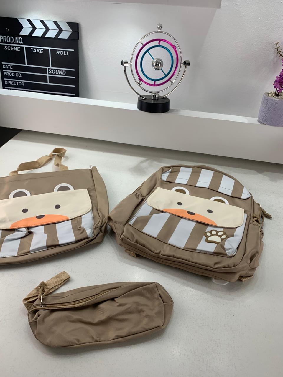 Ensemble de sacs d’école Kawai pour adolescents 3Pcs Ours Beige – محفظة 3 قطع كاواي بيج تنزوت