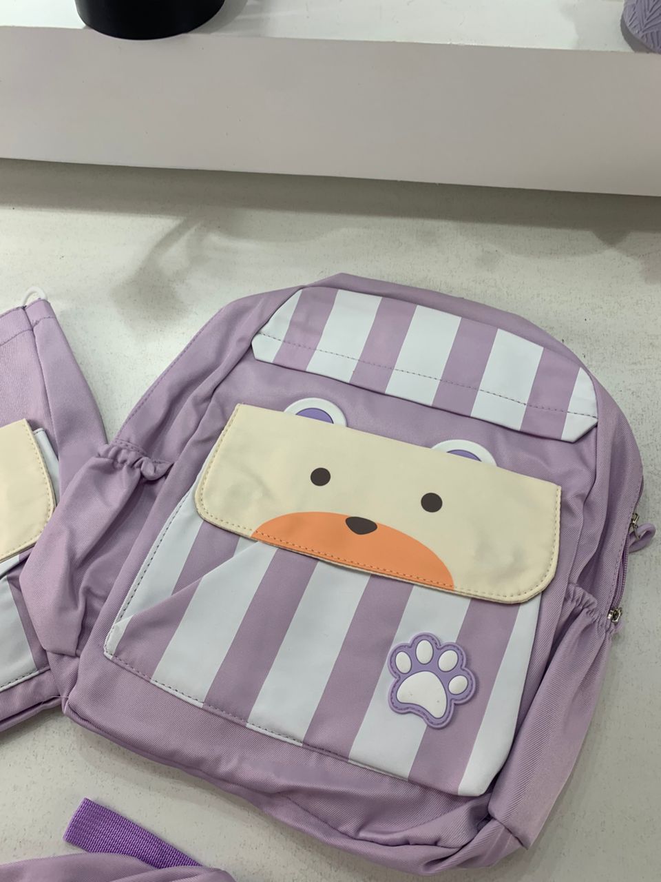 Ensemble de sacs d’école Kawai pour adolescents 3Pcs Ours Mauve – محفظة 3 قطع كاواي بنفسجي تنزوت