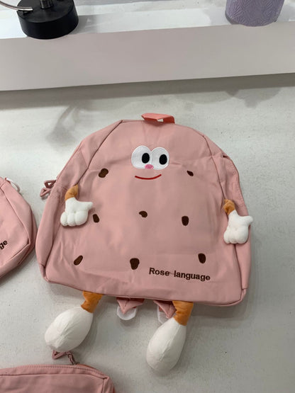 Ensemble de sacs d’école Kawai pour adolescents 3Pcs Language Rose – محفظة 3 قطع كاواي وردي تنزوت