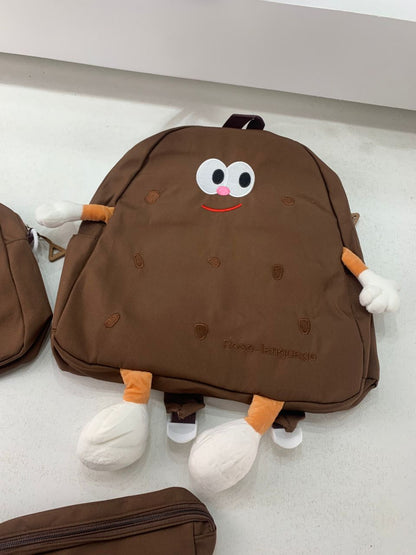 Ensemble de sacs d’école Kawai pour adolescents 3Pcs Language Marron – محفظة 3 قطع كاواي بني تنزوت