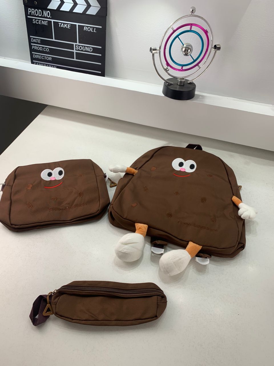 Ensemble de sacs d’école Kawai pour adolescents 3Pcs Language Marron – محفظة 3 قطع كاواي بني تنزوت