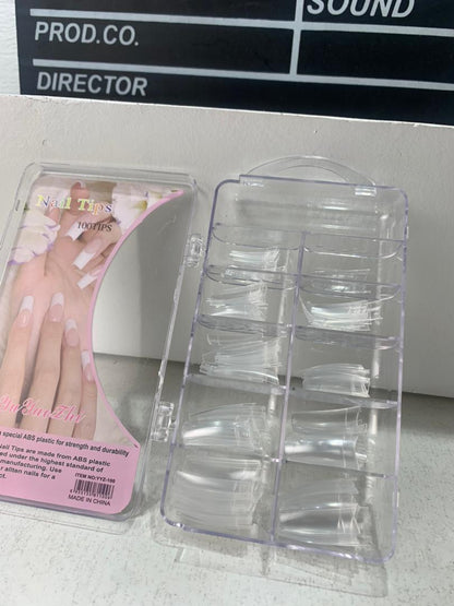 100PCS faux ongles carrés transparents professionnels en acrylique – طقم أظافر صناعية تنزوت