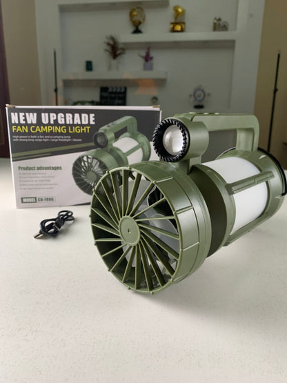 Lanterne de camping LED Rechargeable avec Ventilateur et 4 modes d’éclairage – مصباح ومروحة محمولة تنزوت