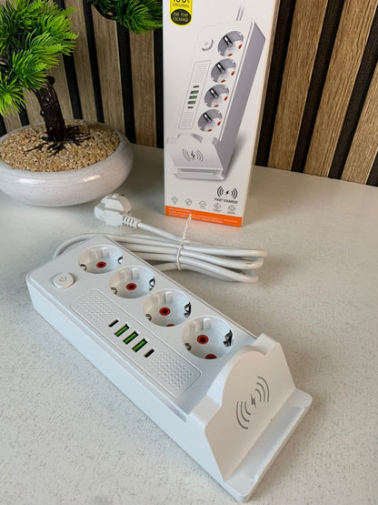 Multiprise 4 SOCKET 2500W avec USB, Type-C et chargement sans fil – مقبس طاقة وشاحن لاسلكي - تنزوت