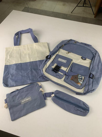 Ensemble de sacs d’école Kawai pour adolescents 4Pcs Guiyu V3 Bleu – محفظة 4 قطع كاواي أزرق تنزوت