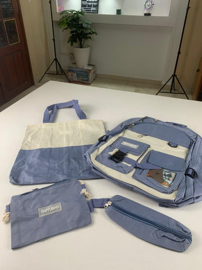 Ensemble de sacs d’école Kawai pour adolescents 4Pcs Guiyu V3 Bleu – محفظة 4 قطع كاواي أزرق تنزوت