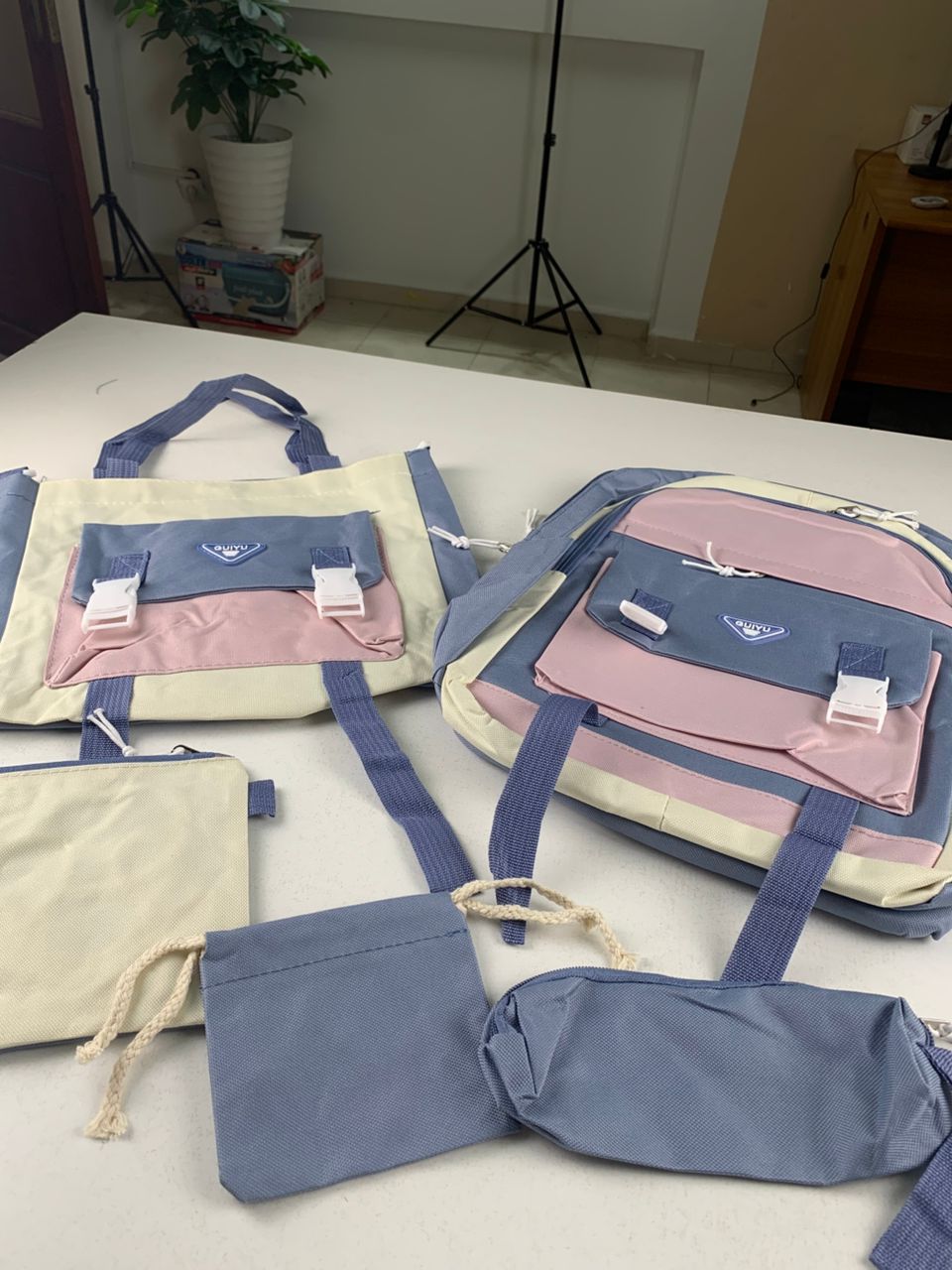 Ensemble de sacs d’école Kawai pour adolescents 5Pcs Guiyu V1 Bleu – محفظة 5 قطع كاواي أزرق تنزوت