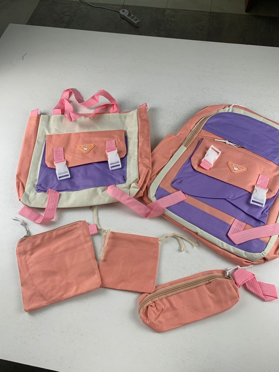 Ensemble de sacs d’école Kawai pour adolescents 5Pcs Guiyu V1 Rose – محفظة 5 قطع كاواي وردي تنزوت