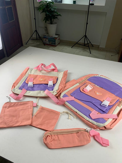 Ensemble de sacs d’école Kawai pour adolescents 5Pcs Guiyu V1 Rose – محفظة 5 قطع كاواي وردي تنزوت