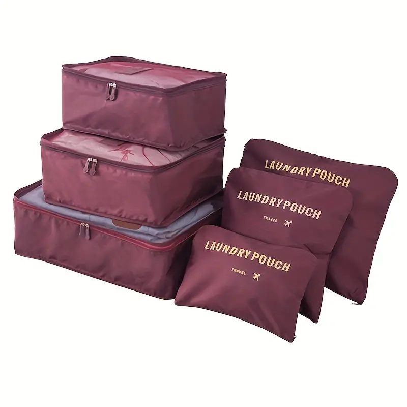Ensemble de 6 Pcs Sacs de rangement Cube de voyage laundry Pouch تنزوت