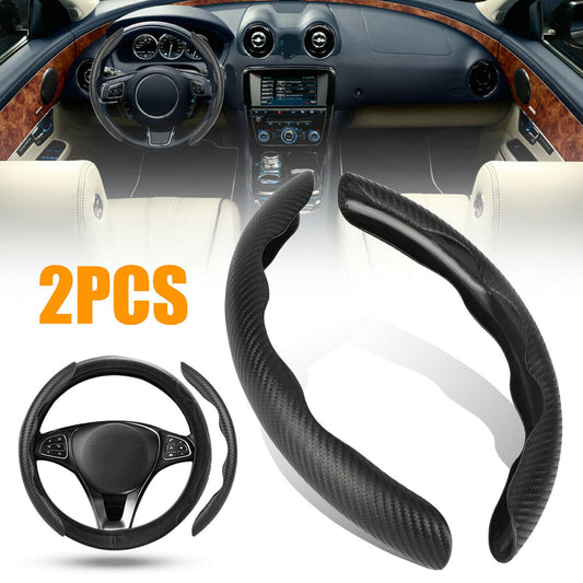 2 Pcs Housse de Volant Voiture antidérapant Noir carbon - تنزوت