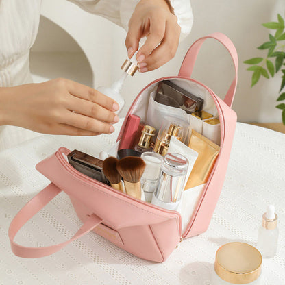 Pochette cosmétique ensimili cuir à double fermeture éclair تنزوت