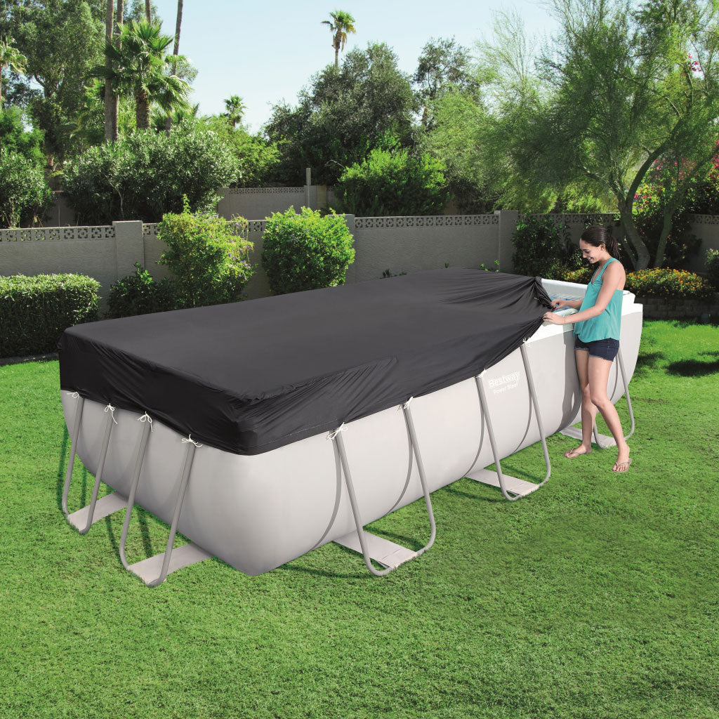 Bache Piscine Rectangulaire en Polypropylène 412x201cm Bestway 58232 – غطاء مسبح تنزوت
