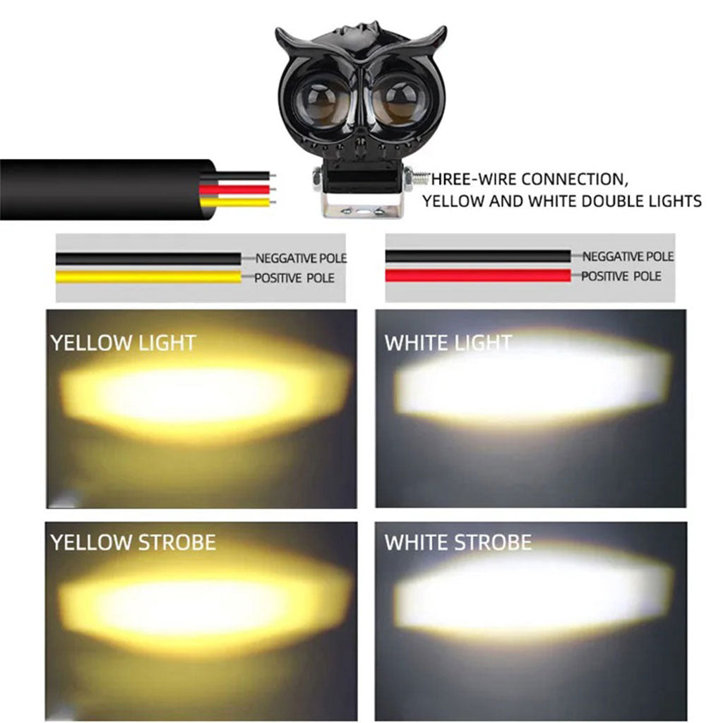 Lumière de hibou antibrouillard LED pour la moto 1Pcs – مصباح دراجات نارية عالي السطوع تنزوت