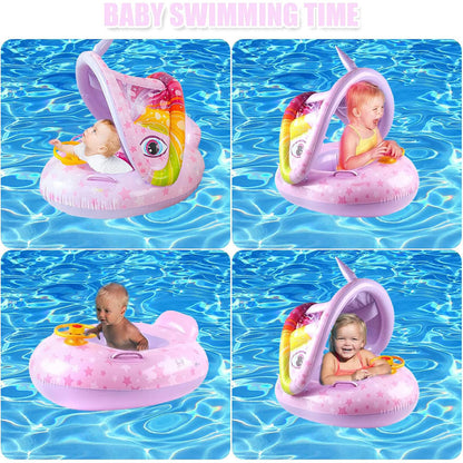 Bouée de natation gonflable pour bébé avec toit et Claxone – عوامة أطفال مع مظلة تنزوت