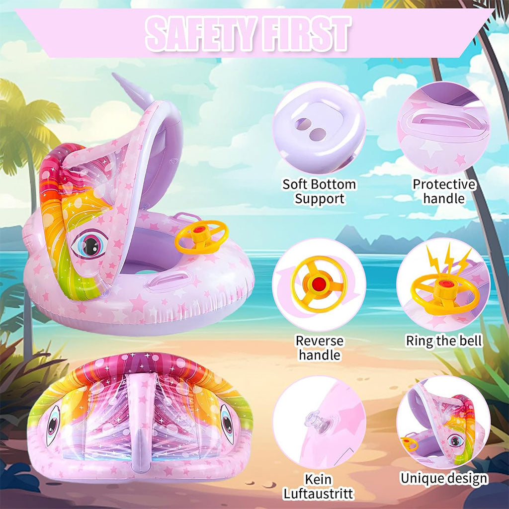 Bouée de natation gonflable pour bébé avec toit et Claxone – عوامة أطفال مع مظلة تنزوت