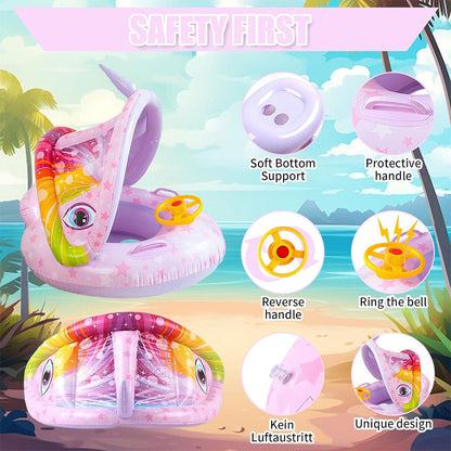 Bouée de natation gonflable pour bébé avec toit et Claxone – عوامة أطفال مع مظلة تنزوت